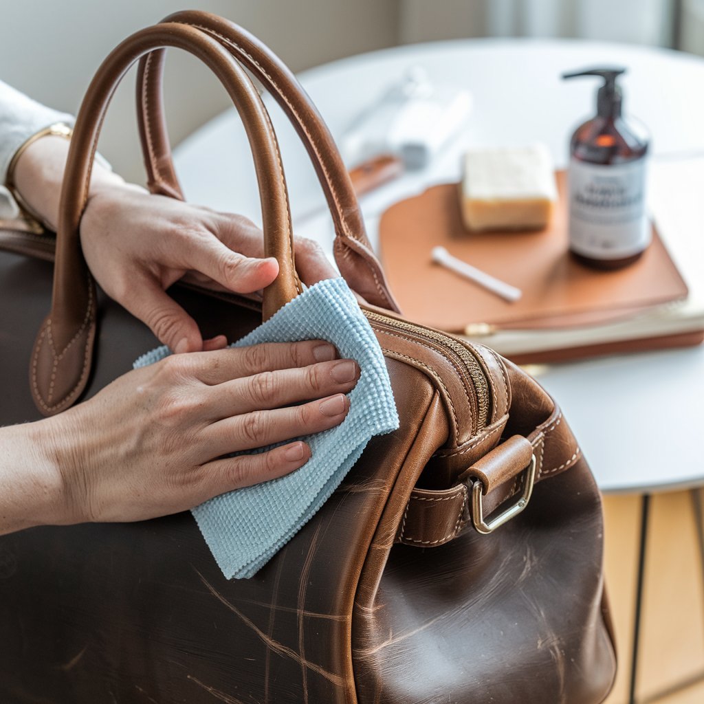 How to clean sticky leather bag best sale