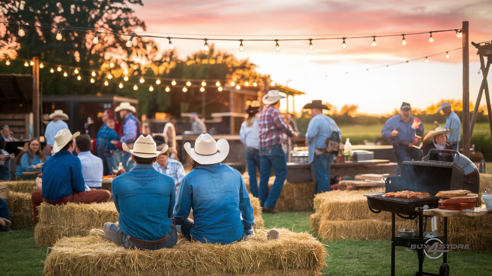Western-themed outdoor party near ranch
