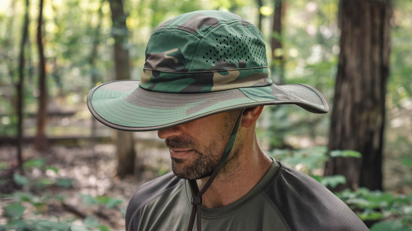 a man wearing a camouflage boonie hat a man wearing a camouflage boonie hat