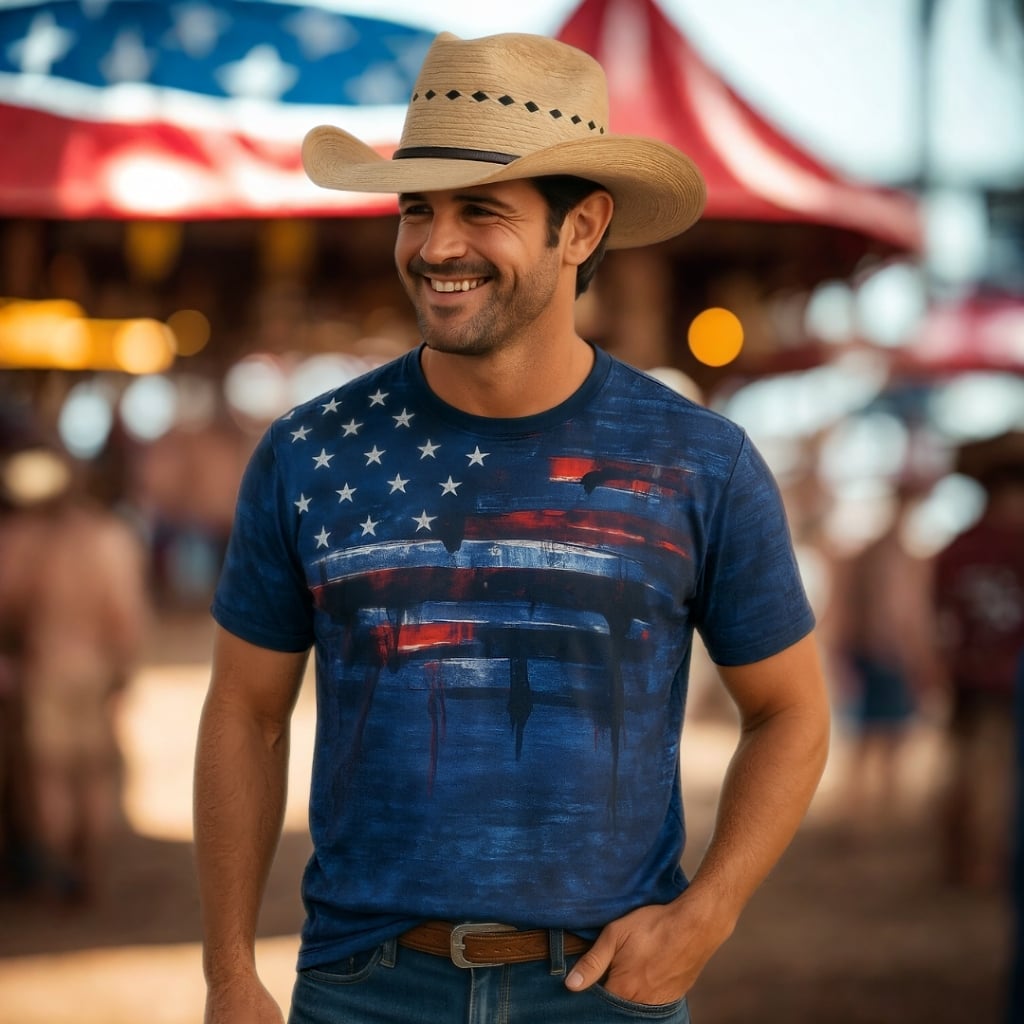 American flag western t-shirts for men American flag western t-shirts for men