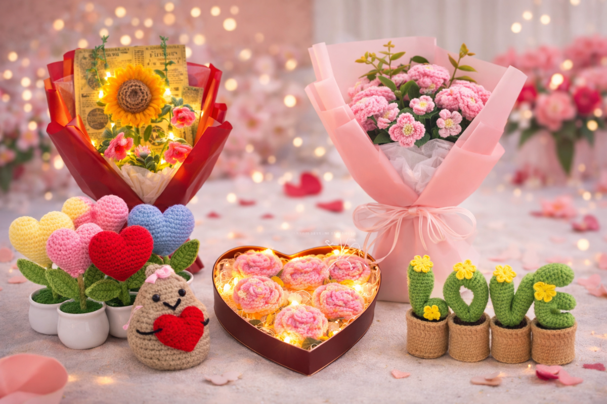 crochet flower designs for valentine's day gifts