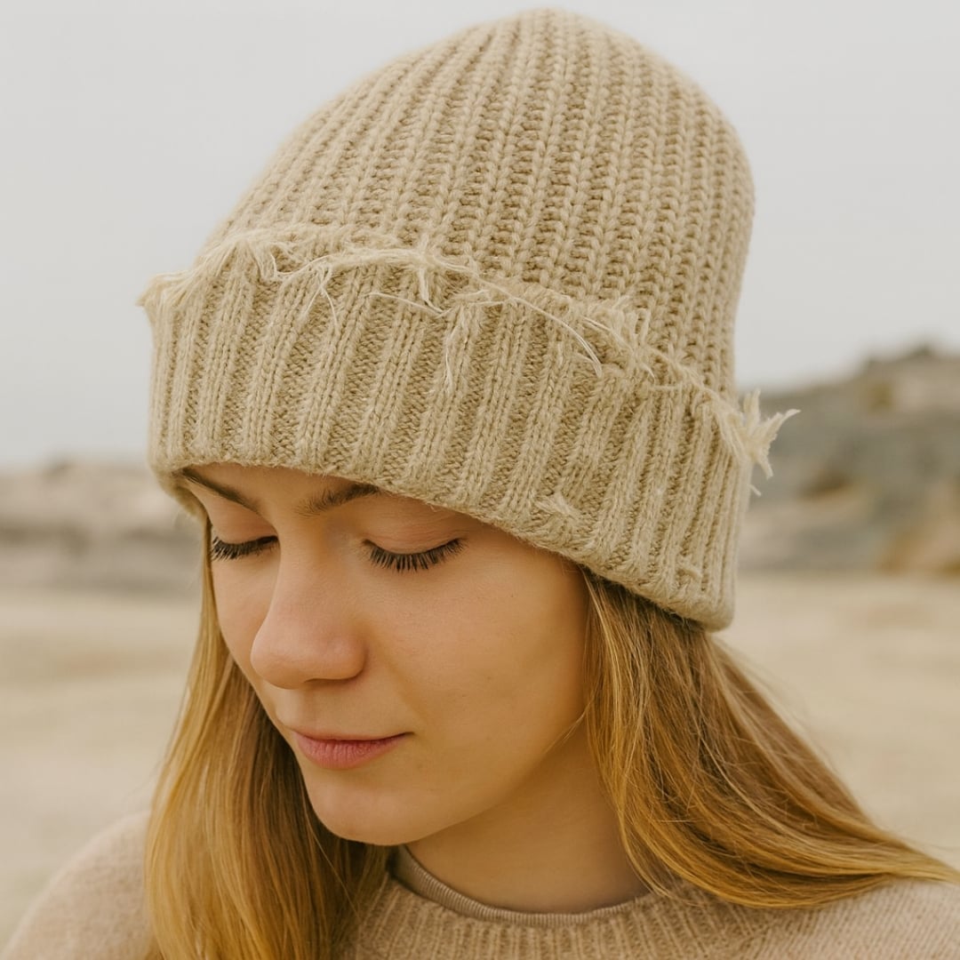 cream knit beanie cream knit beanie