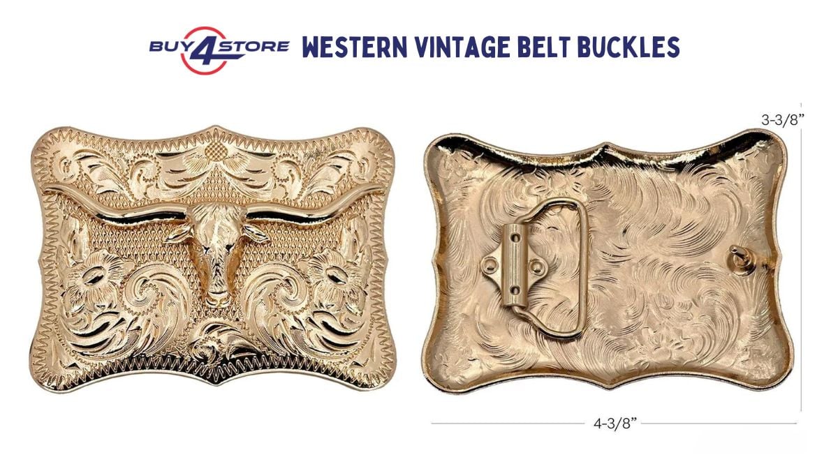 golden vintage bull belt buckle