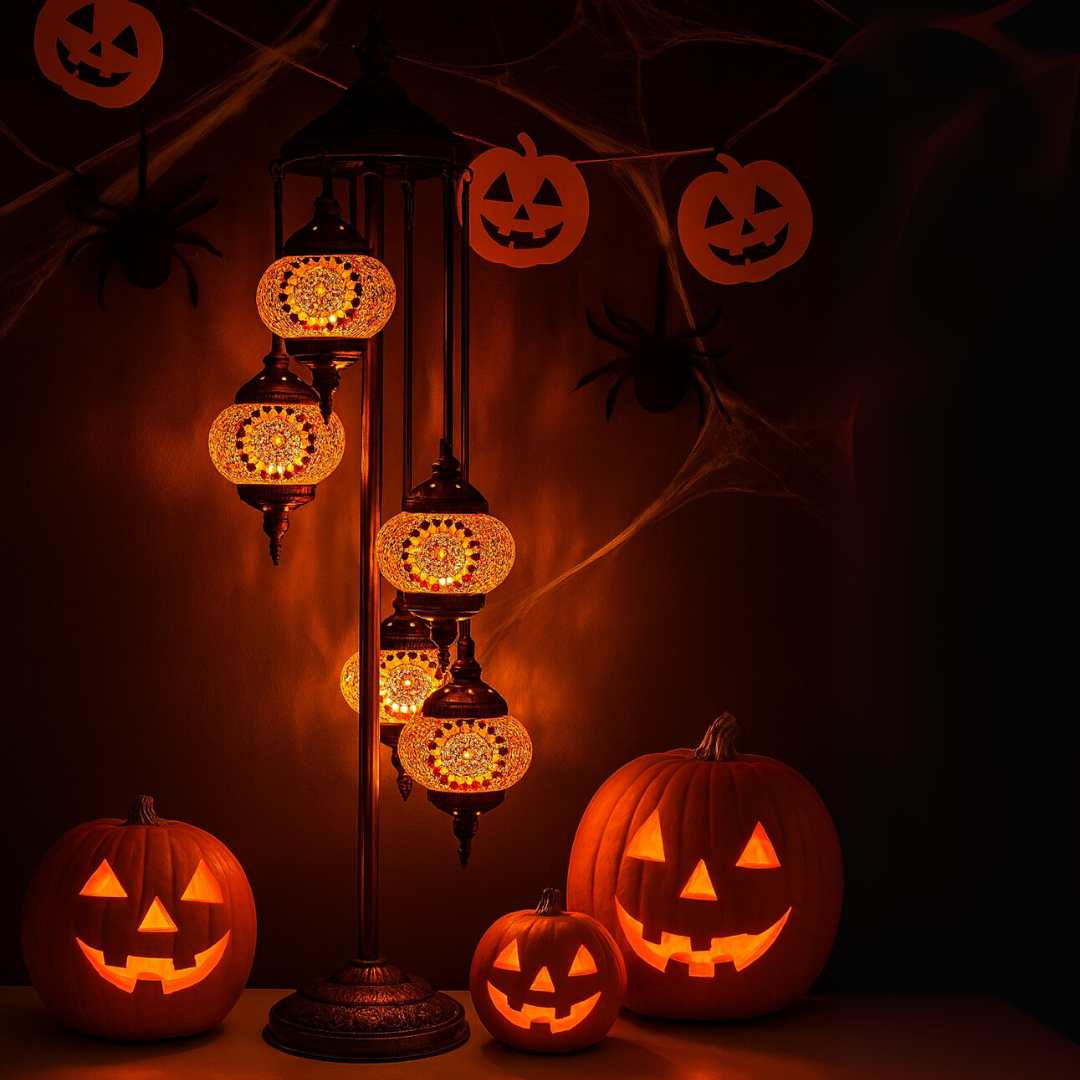 five globes turkish lamps for halloween themes