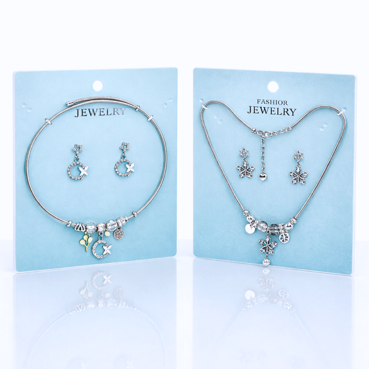 charm jewelry necklace and earrings for valentine's day